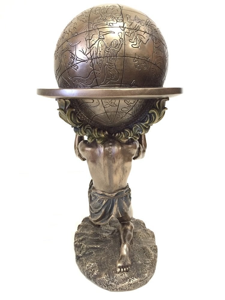 Veronese Design 9 Inch Greek Titan Atlas Carrying The World Statue Cold Cast Resin Antique Bronze Finish - Image 3
