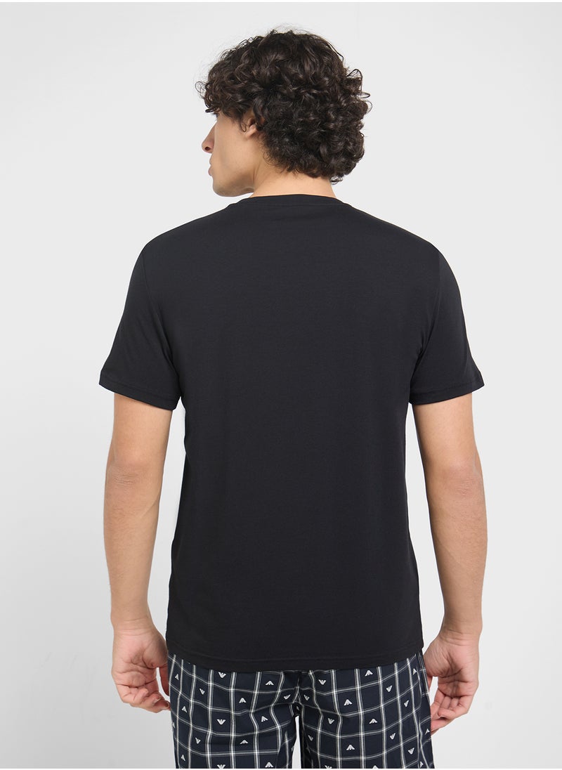 EMPORIO ARMANI Beachwear Logo Crew Neck T-Shirt  - Image 3