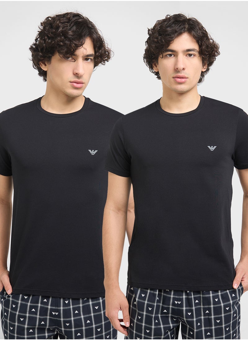 EMPORIO ARMANI Beachwear Logo Crew Neck T-Shirt  - Image 1