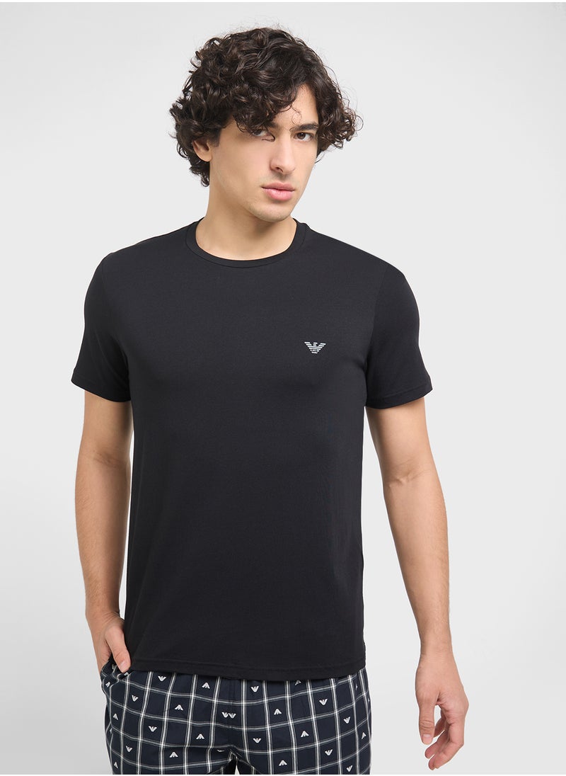 EMPORIO ARMANI Beachwear Logo Crew Neck T-Shirt  - Image 2