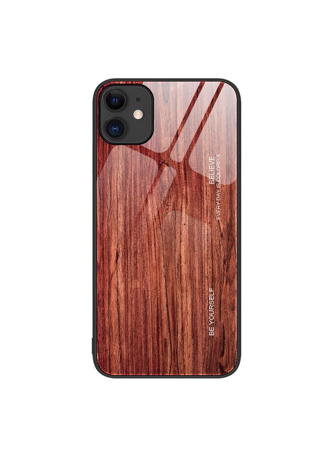 زبون جراب لهاتف iPhone 11 جراب واقٍ من الزجاج بحبيبات خشبية - Image 1