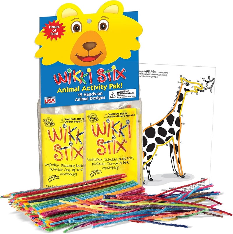 WikkiStix WIKKI STIX Animal Activity Pak  Features 12 Zoo Animals with Handson Activity and Fun Fact on Each Made in The USA Multiple Colors - Image 1
