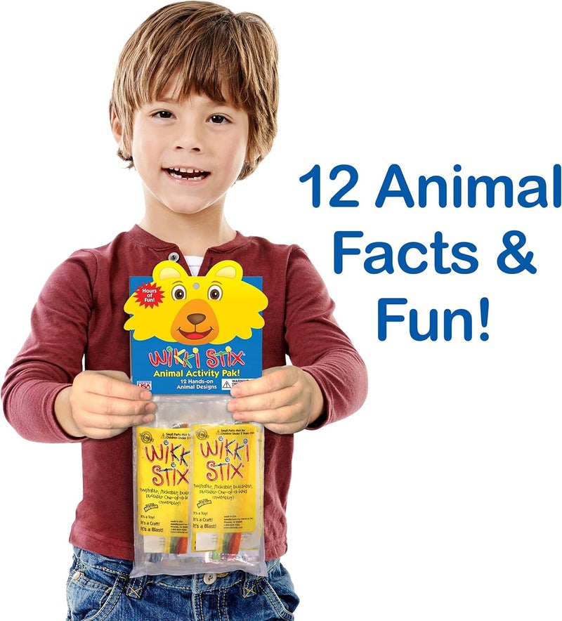 WikkiStix WIKKI STIX Animal Activity Pak  Features 12 Zoo Animals with Handson Activity and Fun Fact on Each Made in The USA Multiple Colors - Image 2