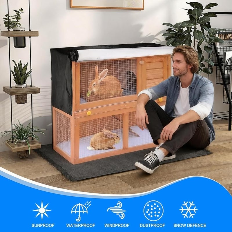 Oxford Cloth Rabbit Hutch Cover With Zipper For Winter Protection Garden Patio - Image 5