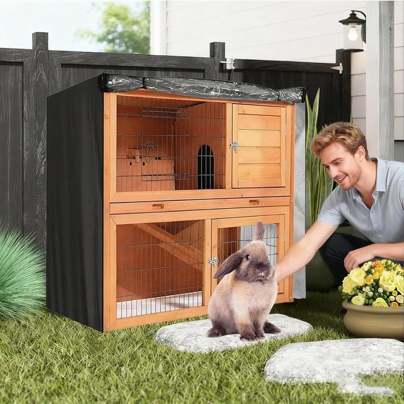 Oxford Cloth Rabbit Hutch Cover With Zipper For Winter Protection Garden Patio - Image 3