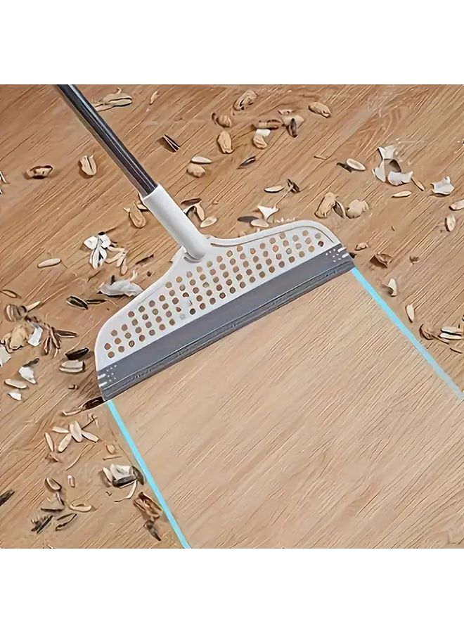 White Magic Broom Dual Sided Silicone Bristles Detachable Head For Hard Floors - Image 1