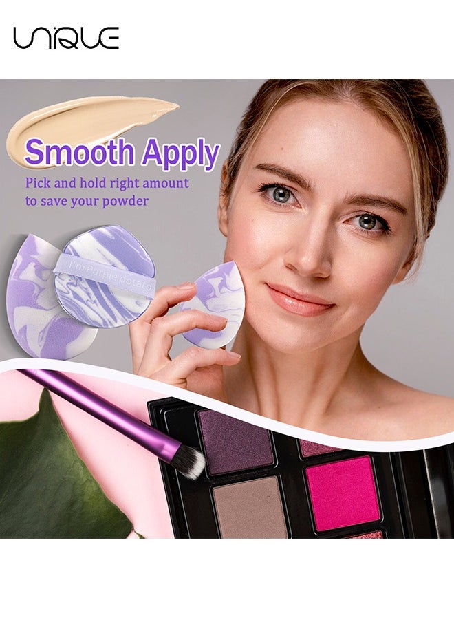 Unique 4Pcs Cosmetic Sponge Set - Puff & Bi-Color Double Sided Air Cushion - With Box and Stand, Latex Free, Super Soft, Wet & Dry, Suitable for Cream, Powder (Purple)  - Image 5