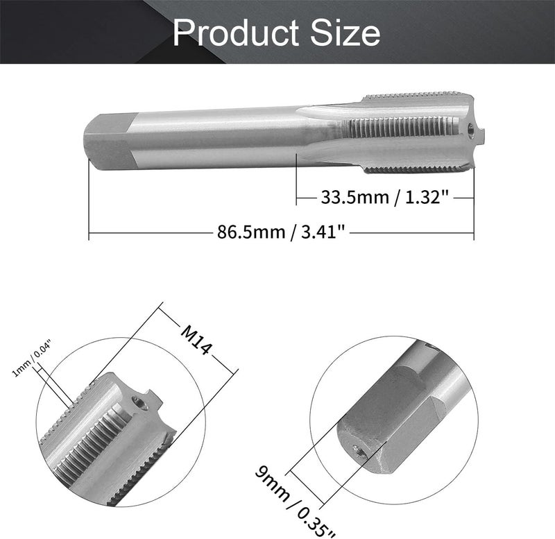 اتول مارت Utoolmart براغي قياسية آلية، M14 x 1mm درجة H2 برغي لولبي أيمن، HSS غير مطلي، 4 أخاديد مستقيمة، أداة DIY لتقطيع اللولب، 1 قطعة - Image 2