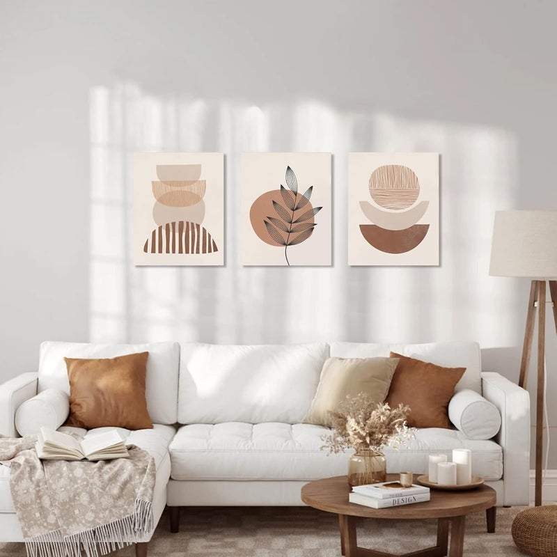 KBKBART Minimalist Boho Wall Art Set of 3, Mid-Century Modern Wall Art, Bathroom, Office (12"x16") - Image 2
