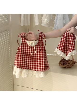 Zhili Children's Clothing Girls Red Plaid Fake Two-piece Dress Summer New Children's Baby Girl Vest Skirt Tide - pzsku/Z724AC83AD1969EF4D595Z/45/_/1733819415/d893c4b2-4dfe-4522-b721-e17943ad285d