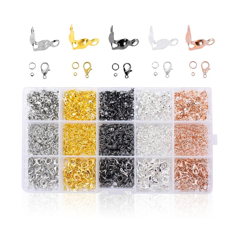 Mandala Crafts Metal Open Bead Tips Knot Covers for Jewelry Making  Clamshell Beads Fold Over Crimp Bead Covers Jewelry Findings  Assorted Calotte Ends Crimp Covers