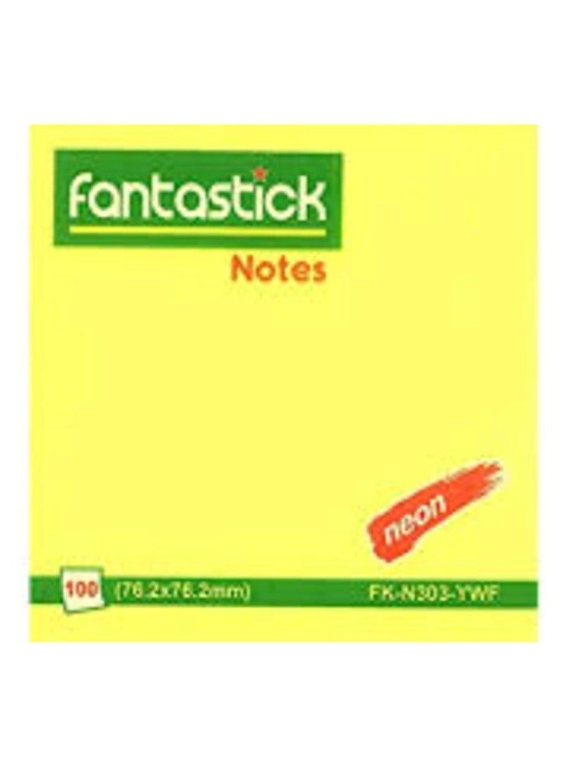 Fantastick 12-Piece Sticky Notes 3x3 Inch Size Neon Yellow - Image 2