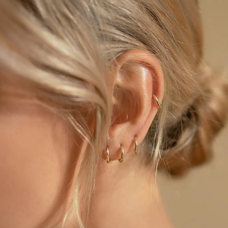 Gokeey Gold Earrings for Women Men, 14k Gold Plated Hypoallergenic Small Hoop Earrings Jewelry, Gold Huggie Hoops Earrings Set Lightweight Cartilage Earrings Gifts 4 Pair - Image 3