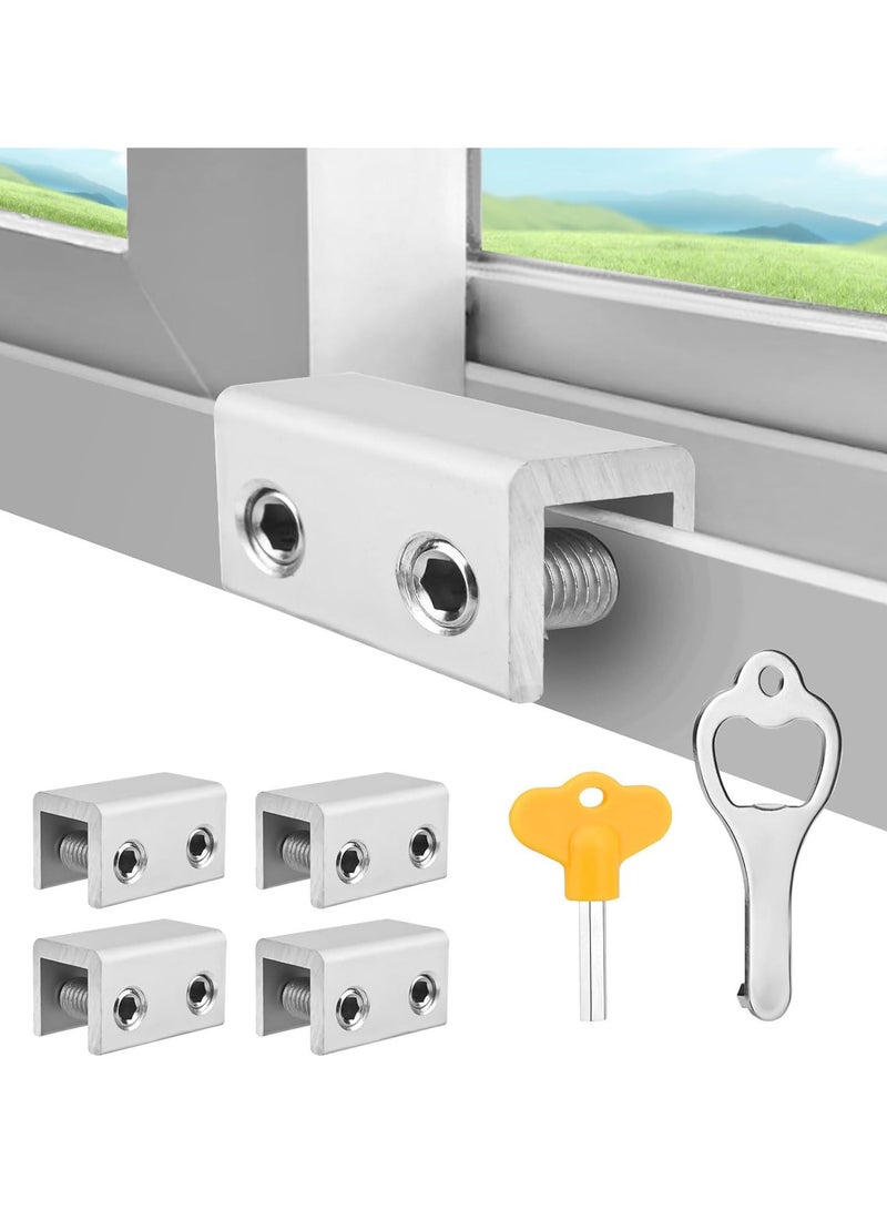 Relex Window Locks, 4 Sets Sliding Window Locks With Key for Vertical & Horizontal Sliding Windows Doors, Easy to Install, Adjustable Security Window Lock for Patio Bedroom Home and Office (Silver) - Image 1