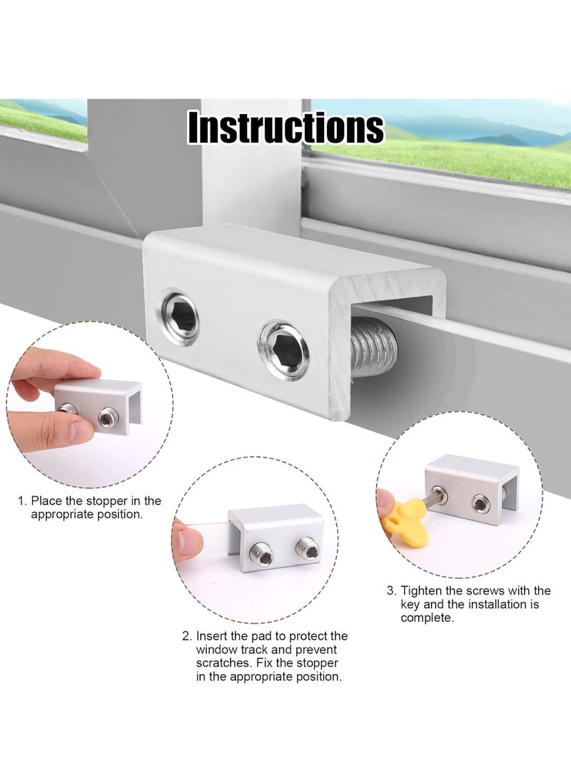 Relex Window Locks, 4 Sets Sliding Window Locks With Key for Vertical & Horizontal Sliding Windows Doors, Easy to Install, Adjustable Security Window Lock for Patio Bedroom Home and Office (Silver) - Image 4