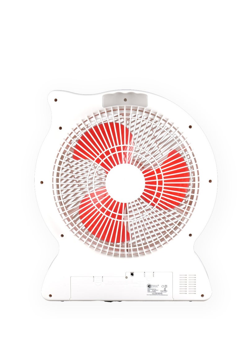 AFRA Portable Compact Fan, 6V, Rechargeable, Adjustable, Wide Angle Coverage, LED Night Light, USB Ports, Power Saving, Overcharge Protection, AF-2301RECF, With 2 Year Warranty AF-2301RECF Red/White - Image 3