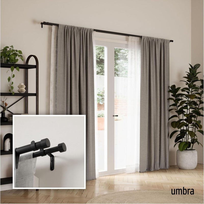 UMBRA Cappa Double Curtain Rod, Includes 2 Matching Finials, Brackets & Hardware, 36 to 66-Inch, Black - Image 2