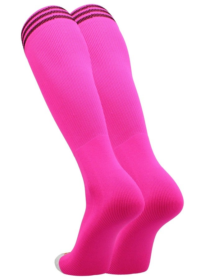 TCK Prosport Striped Over the Calf Tube Socks (Hot Pink/Black, Medium) - Image 2