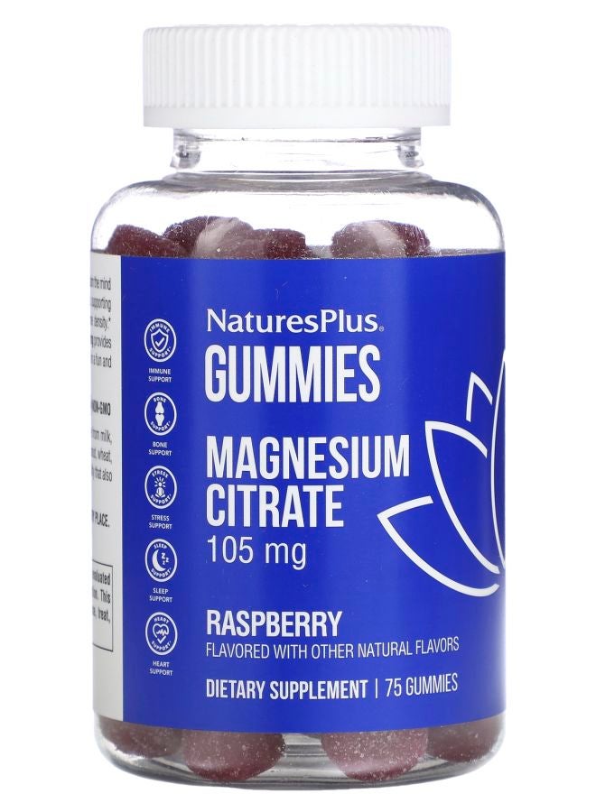 Magnesium Citrate Raspberry 105 mg 75 Gummies (35 mg per Gummy)