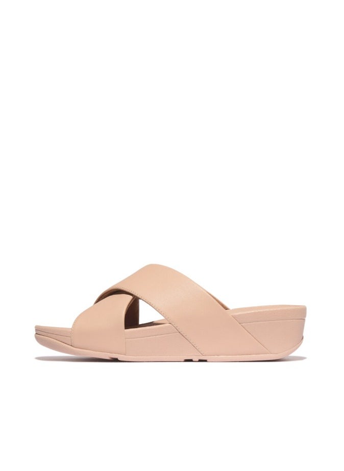 FitFlop 049-831 Fitflop Ladies Sandals Lulu Cross Slide Sandals - Leather - Sandy Beige K04-C13 Beige  - Image 2