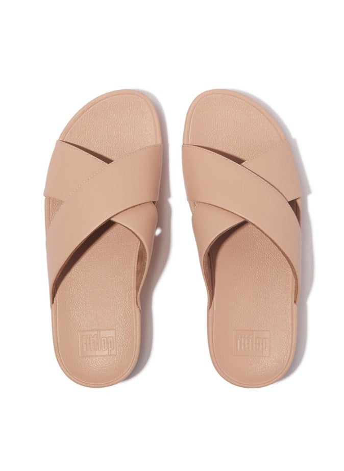 FitFlop 049-831 Fitflop Ladies Sandals Lulu Cross Slide Sandals - Leather - Sandy Beige K04-C13 Beige  - Image 3