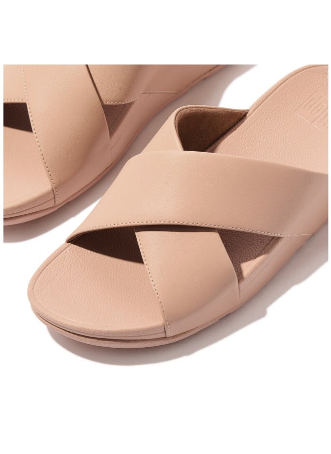 FitFlop 049-831 Fitflop Ladies Sandals Lulu Cross Slide Sandals - Leather - Sandy Beige K04-C13 Beige  - Image 4