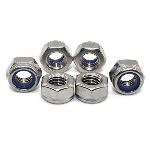 Fullerkreg M6 x 1mm DIN985 Self-Locking Nylon Insert Hex Lock Nuts,Stainless Steel A2-70/304/18-8，Plain Finish,Quantity 100pcs - Image 4
