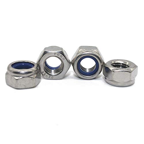 Fullerkreg M6 x 1mm DIN985 Self-Locking Nylon Insert Hex Lock Nuts,Stainless Steel A2-70/304/18-8，Plain Finish,Quantity 100pcs - Image 2