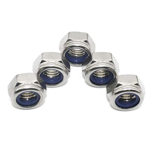Fullerkreg M6 x 1mm DIN985 Self-Locking Nylon Insert Hex Lock Nuts,Stainless Steel A2-70/304/18-8，Plain Finish,Quantity 100pcs - Image 1