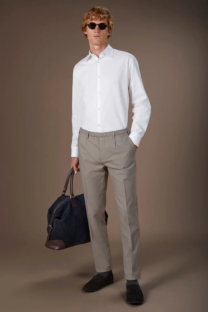 Doppelganger Beige Classic regular fit twill trousers for men - Beige for Men | Best Price UAE