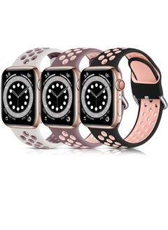 3 Pack Compatible for Apple Watch Band 40mm 44mm 45mm 38mm 41mm 42mm 49mm for Women Men Breathable Silicone Strap for iWatch Bands Series 8 7 6 5 4 3 2 1 SE Ultra, M/L