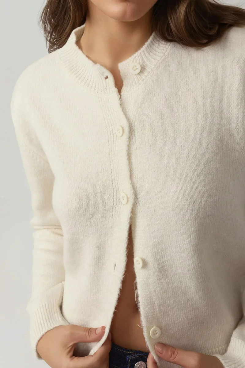 Hiccup Crew Neck Knitwear Soft Touch Cardigan