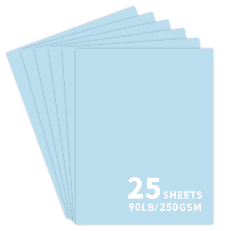 Bonmiy 25Sheets Light Blue Cardstock Paper, 8.5 x 11 Card stock for Cricut, Thick Construction Paper for Card Making, Scrapbooking, Craft 90 lb / 250 gsm(Light Blue)â€¦ - Image 1