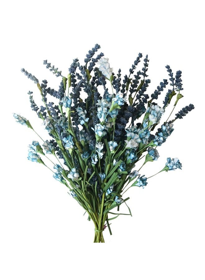 Tempus 10Pcs Artificial Spring/Summer Flowers Outdoor Fall Decor Artificial Grains Flowers UV Resistant Fake Plants Wedding Party Indoor Garden Decor(Blue) - Image 1