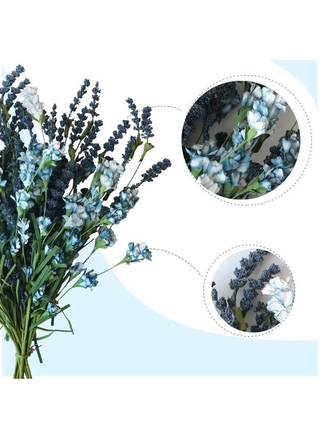 Tempus 10Pcs Artificial Spring/Summer Flowers Outdoor Fall Decor Artificial Grains Flowers UV Resistant Fake Plants Wedding Party Indoor Garden Decor(Blue) - Image 2