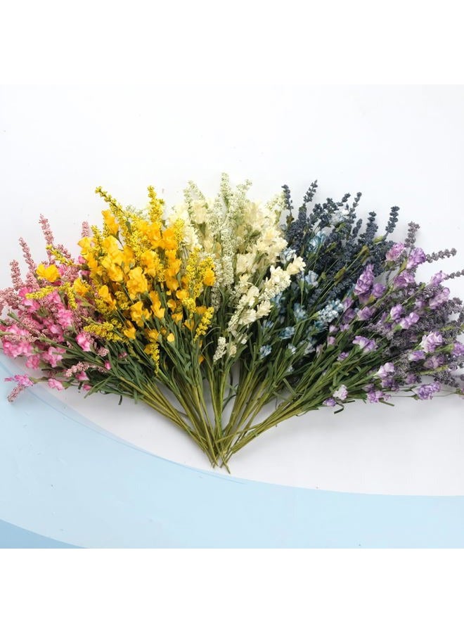 Tempus 10Pcs Artificial Spring/Summer Flowers Outdoor Fall Decor Artificial Grains Flowers UV Resistant Fake Plants Wedding Party Indoor Garden Decor(Blue) - Image 4
