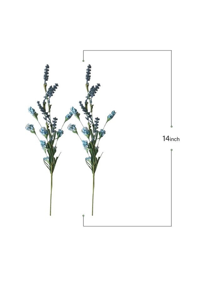 Tempus 10Pcs Artificial Spring/Summer Flowers Outdoor Fall Decor Artificial Grains Flowers UV Resistant Fake Plants Wedding Party Indoor Garden Decor(Blue) - Image 3