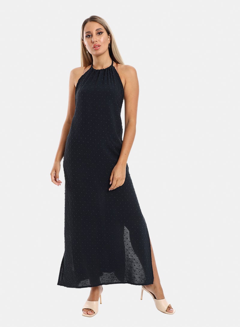 belle Side Slits Backless Halter Neck Cover Up Dress - Image 1