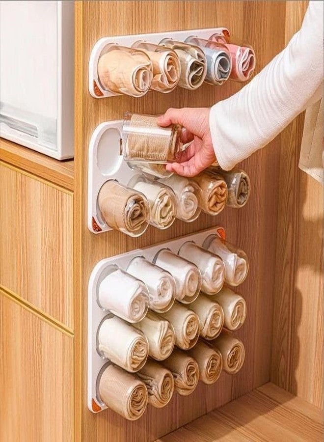 HDR MALL Wall Mounted Undergarment Storage Box, Capsule Punching Free Household Storage Rack Suitable for organizing wardrobes and Drawers (Pack of 1) (Triple Row) - Image 5