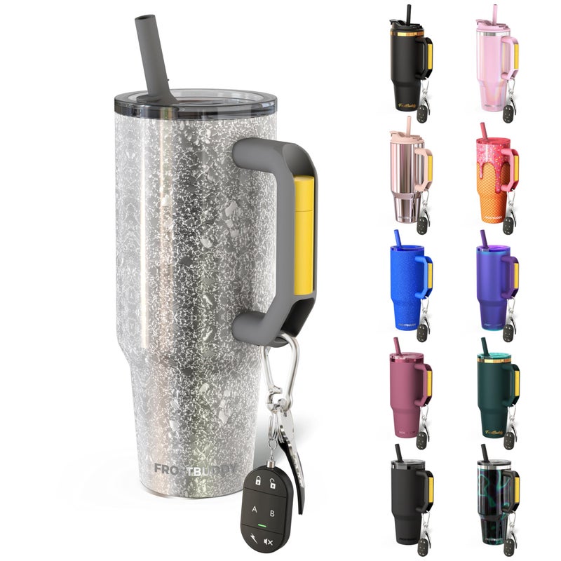 Frost Buddy Thicc Buddy - 40 oz Stainless Steel Vacuum Insulated Tumbler with Lid and Straw for Water - Travel Mug Cupholder Friendly - Gifts for Women Men Him Her (Silver Sleigh) - Image 1