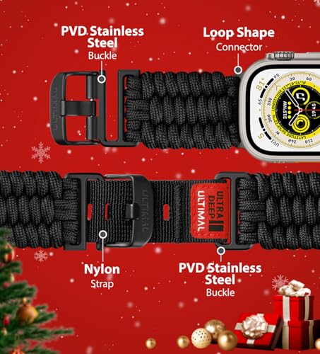 ULTIMAL Paracord Band Compatible with Apple Watch for 49mm45mm44mm Braided Strap Design for Men Outdoors - Image 3