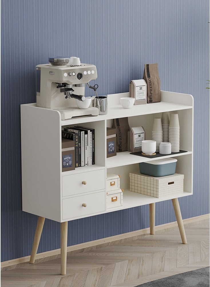 AnneFish 100*35*90cm Coffee Corner Home Kitchen Coffee Bar Cabinet Shelf With Drawers Display Cabinet Kitchen Bakers Rack Sideboard For Living Room, Bedroom Or Office - Image 1