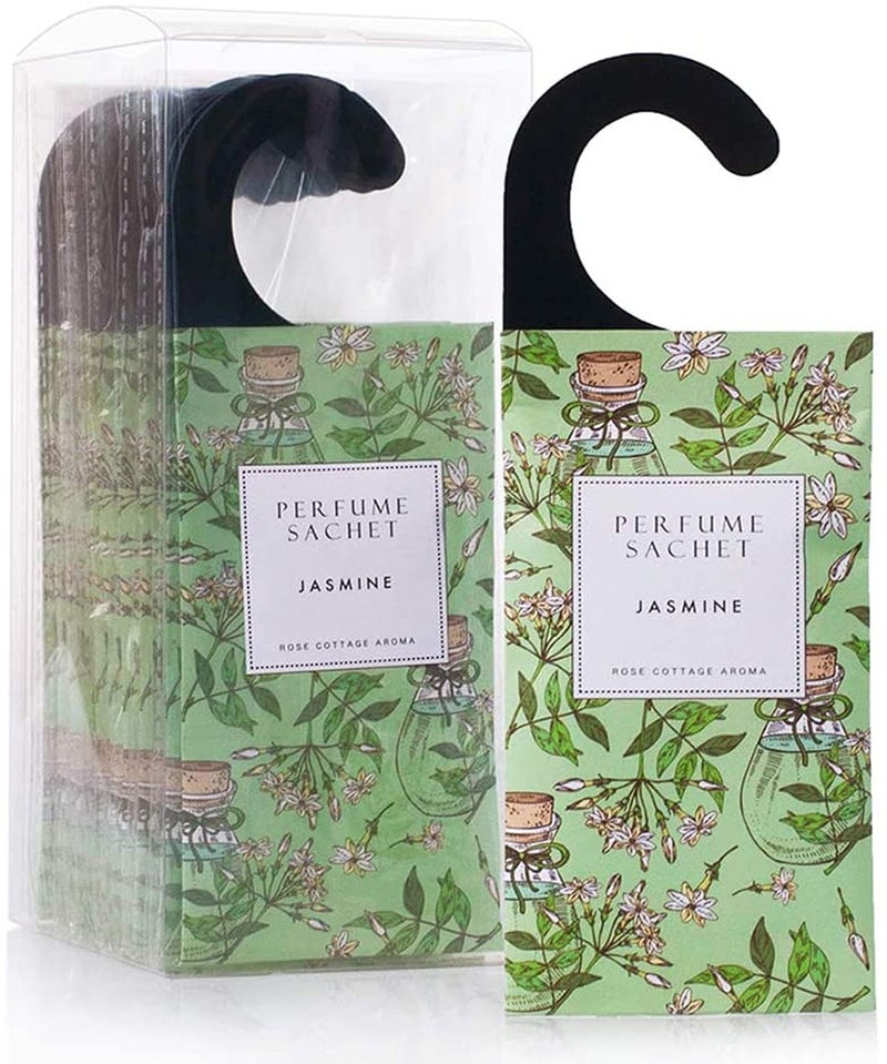 ROSE COTTAGE Large 12 Packs Jasmine Hanging Closet Deodorizer Air Freshener Long Lasting Scented Sachets Smell Goods for House