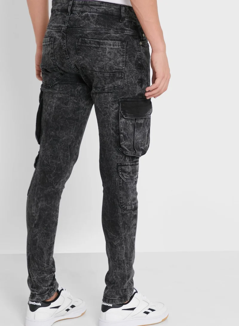 BRAVE SOUL Acid Wash Denim Skinny Fit Jeans
