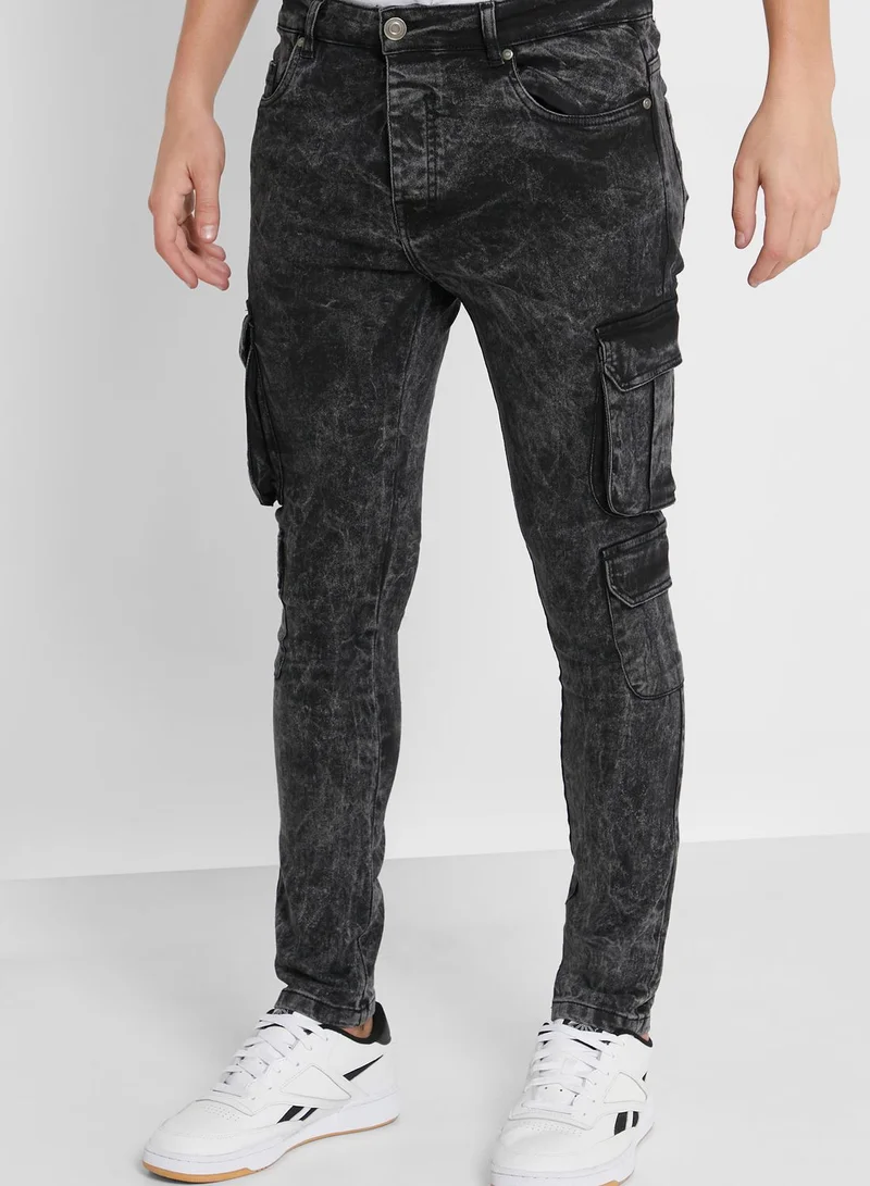BRAVE SOUL Acid Wash Denim Skinny Fit Jeans