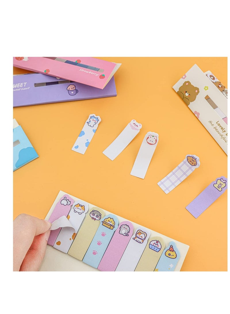 Cute Animal Paper Bookmarks Cartoon Cat Anime Reading Bookmarks Funny Stationery Bookmarks Self-Stick Tab Bookmark Marker Pad, for Office School (5 Styles *2) - Image 3