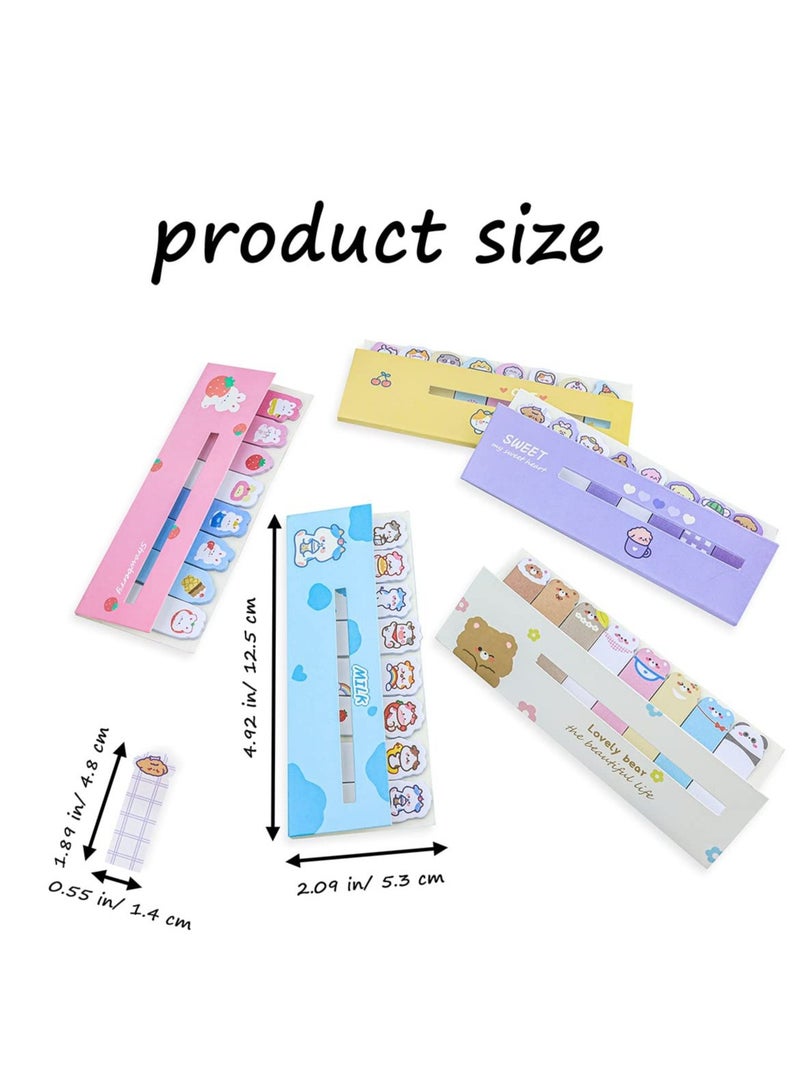 Cute Animal Paper Bookmarks Cartoon Cat Anime Reading Bookmarks Funny Stationery Bookmarks Self-Stick Tab Bookmark Marker Pad, for Office School (5 Styles *2) - Image 2