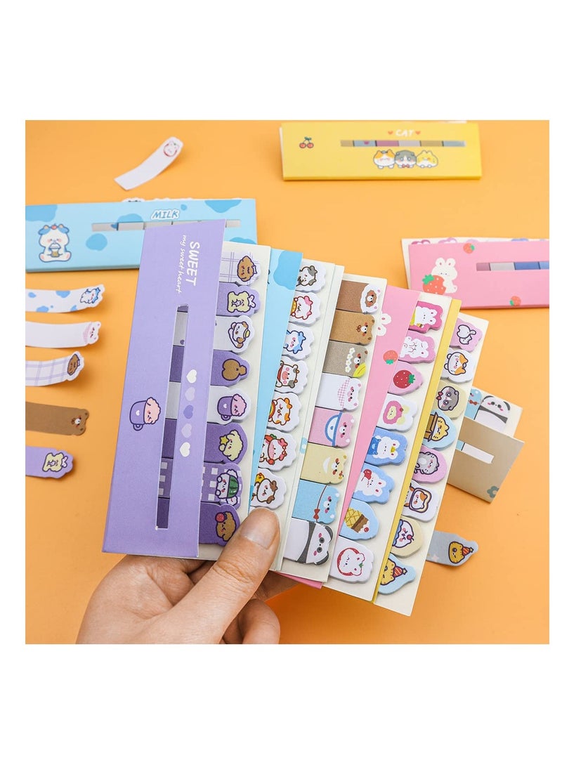 Cute Animal Paper Bookmarks Cartoon Cat Anime Reading Bookmarks Funny Stationery Bookmarks Self-Stick Tab Bookmark Marker Pad, for Office School (5 Styles *2) - Image 5