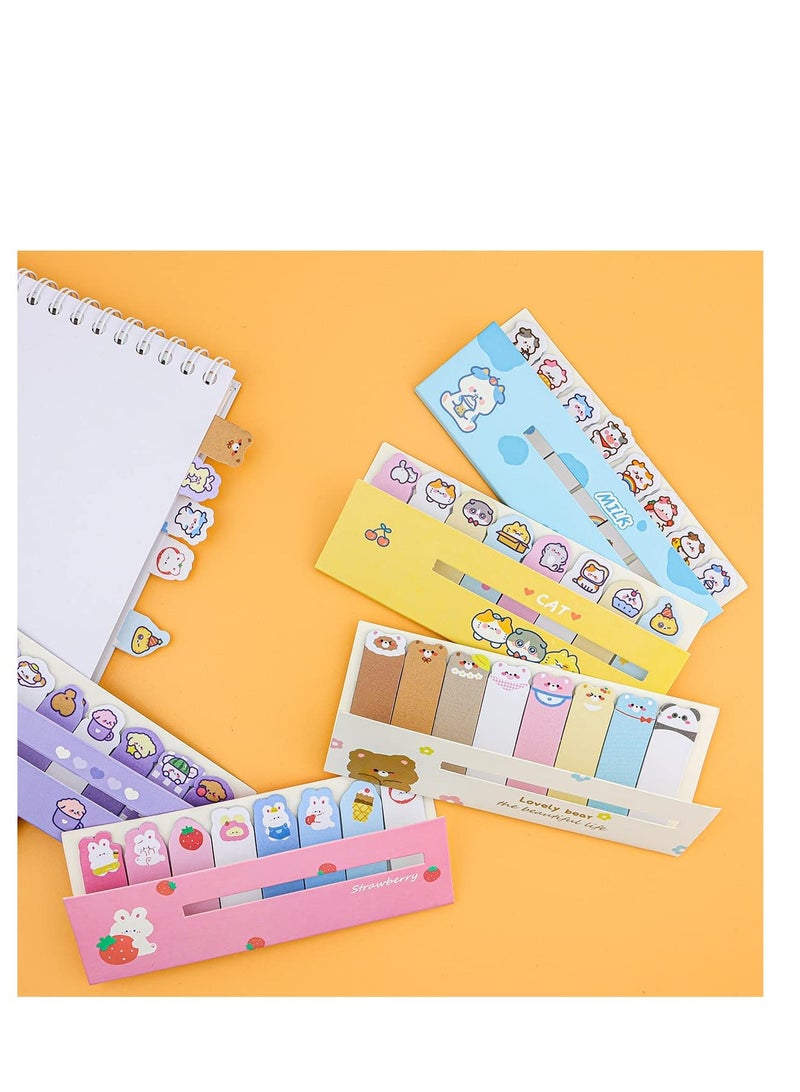 Cute Animal Paper Bookmarks Cartoon Cat Anime Reading Bookmarks Funny Stationery Bookmarks Self-Stick Tab Bookmark Marker Pad, for Office School (5 Styles *2) - Image 4