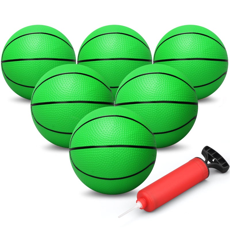 Dilabnba 6PCS Mini Beach Ball Toddler Basketball Toy 6 Small Ball with Pump for Mini Hoop Enthusiasts Easy to Grip PVC Bouncy Ball for Perschool Garden Pool Gift for Boy Girl Green - Image 3